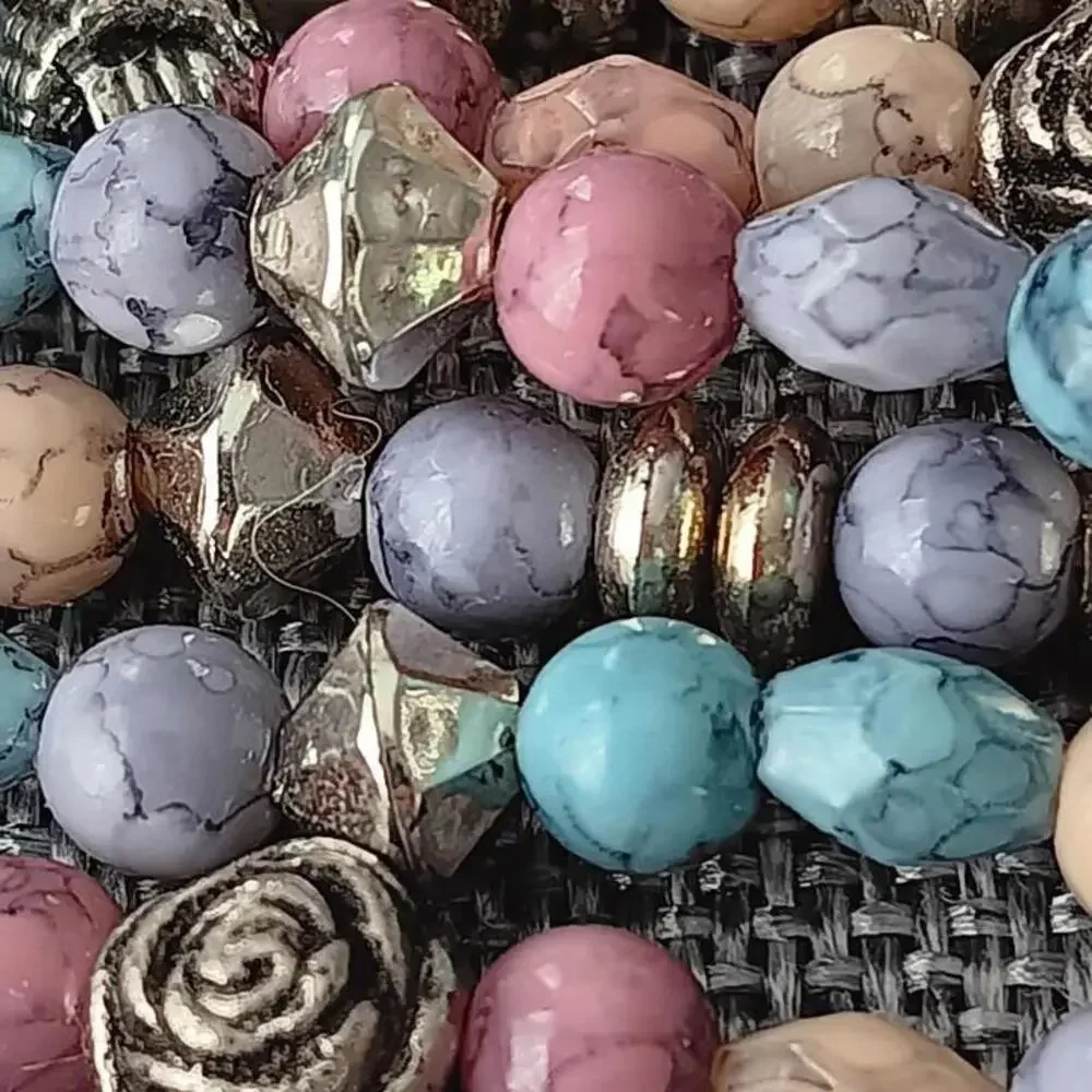 Multi-strand  Pastel Toned Natural Stone Beaded Necklace - Picture 9 of 9
